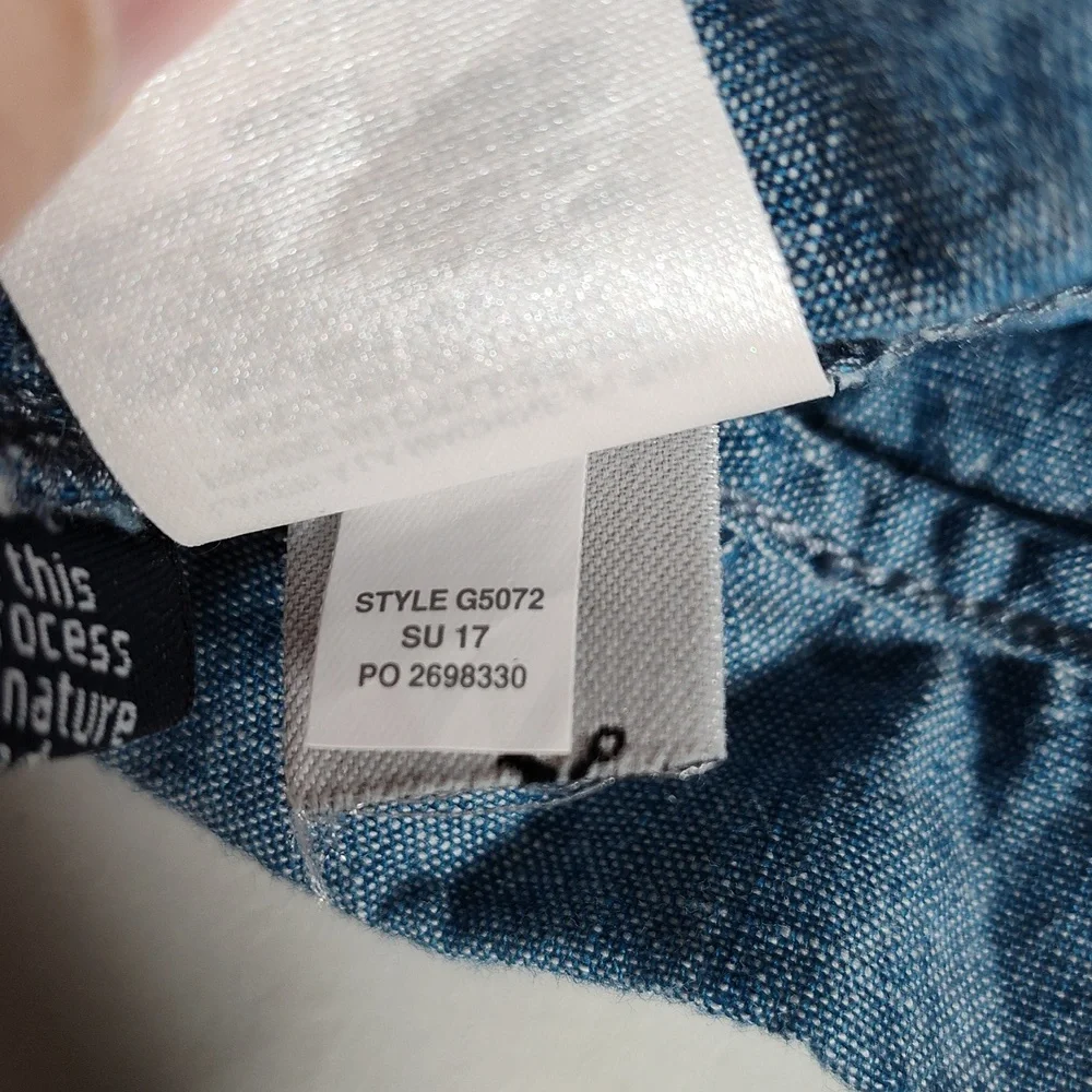 J. Crew cotton blue chambray‎ off shoulder blouse top 12